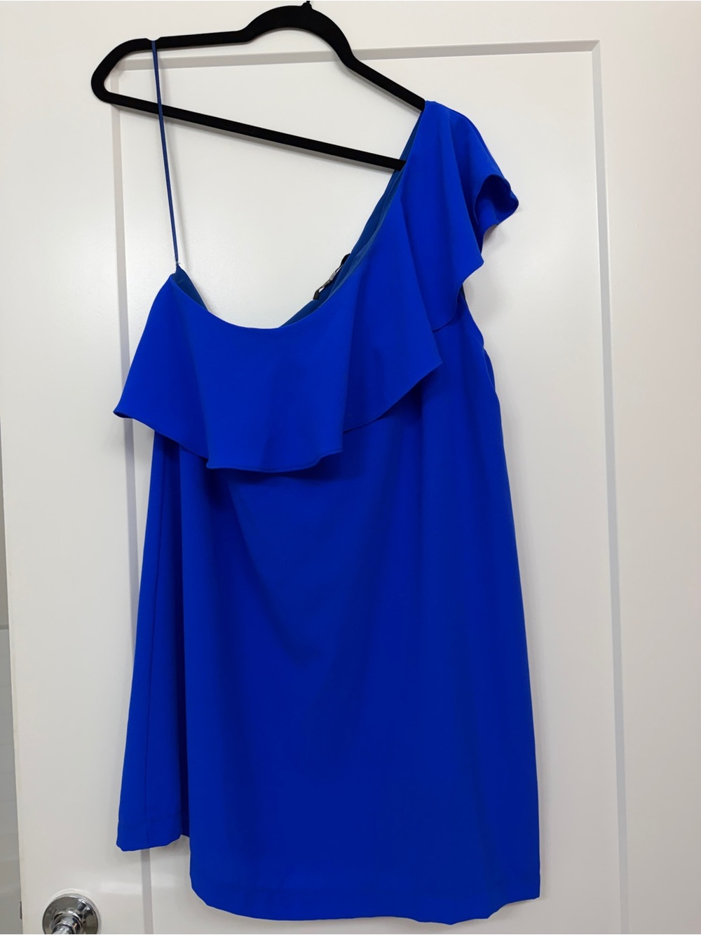 Sugarlips One-Shoulder Ruffle Dress — Cobalt Blue